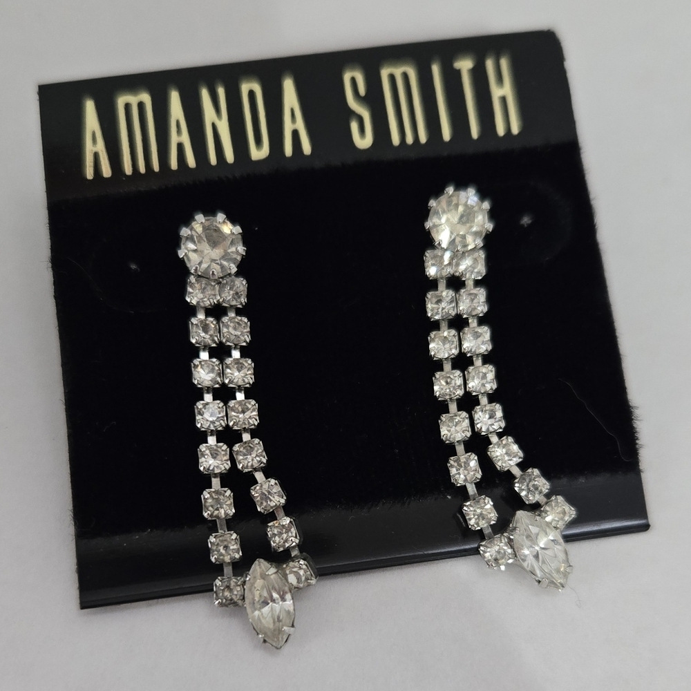 Amanda Smith Silver Crystal Dangle Earrings